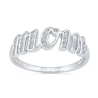 "Mom" Womens 2MM 1/8 CT. T.W. Natural White Diamond 10K Gold Band