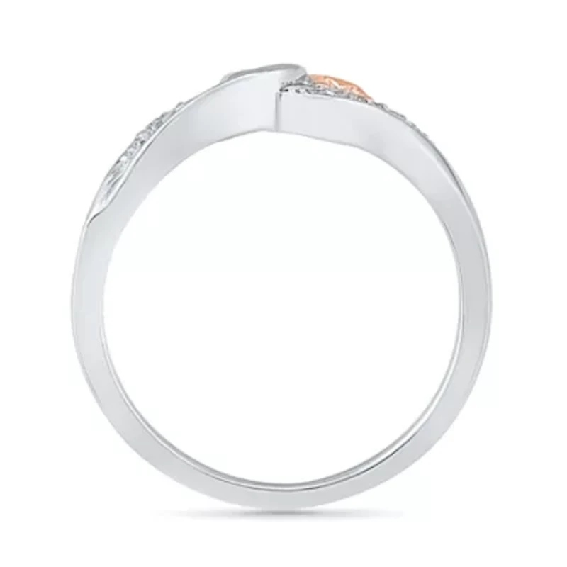 "Mom" Womens 2MM Diamond Accent Natural White 10K Gold Heart Band