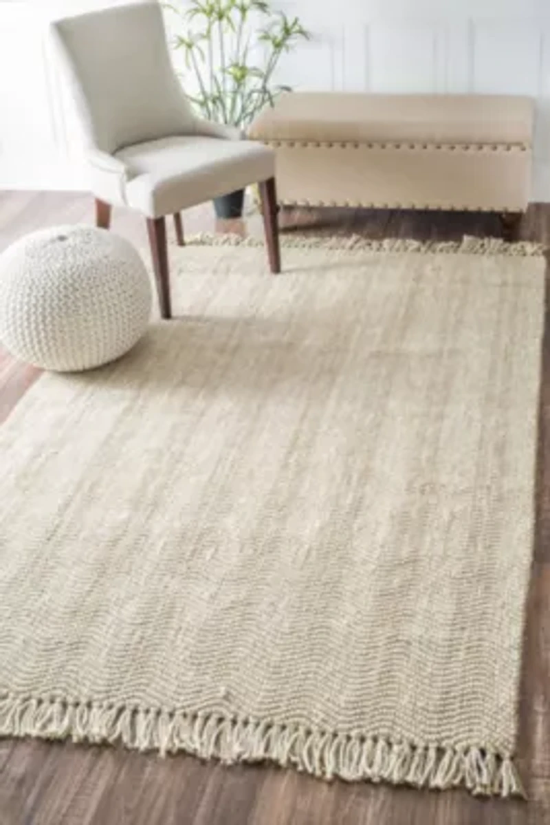 nuLoom Hand Woven Don Jute with Fringe Rug