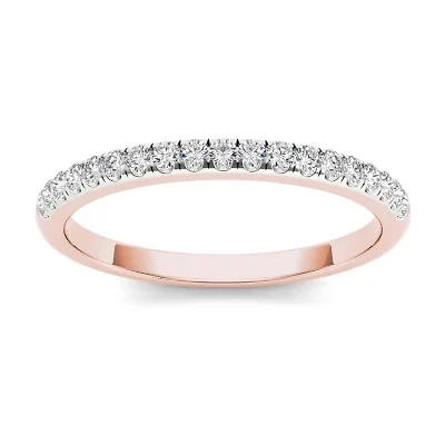 Womens 2MM 1/5 CT. Natural White Diamond 10K Gold Wedding Band