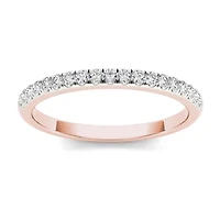 Womens 2MM 1/5 CT. Natural White Diamond 10K Gold Wedding Band