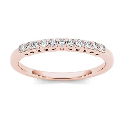 Womens 2MM 1/5 CT. Natural White Diamond 10K Gold Wedding Band