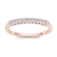 Womens 2MM 1/5 CT. Natural White Diamond 10K Gold Wedding Band