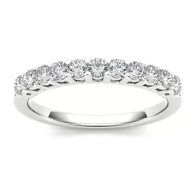 Womens 2MM 3/8 CT. T.W. Natural White Diamond 10K Gold Wedding Band