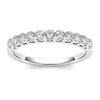 Womens 2MM 3/8 CT. T.W. Natural White Diamond 10K Gold Wedding Band