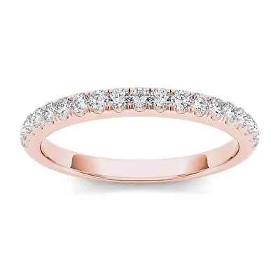 Womens 2MM / CT. T.W. Natural White Diamond 10K Gold Wedding Band