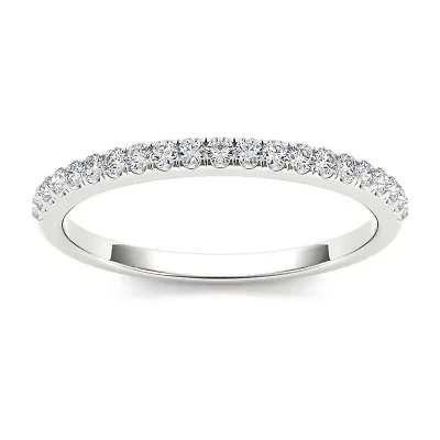Womens 2MM 1/ CT. T.W. Natural White Diamond 10K Gold Wedding Band