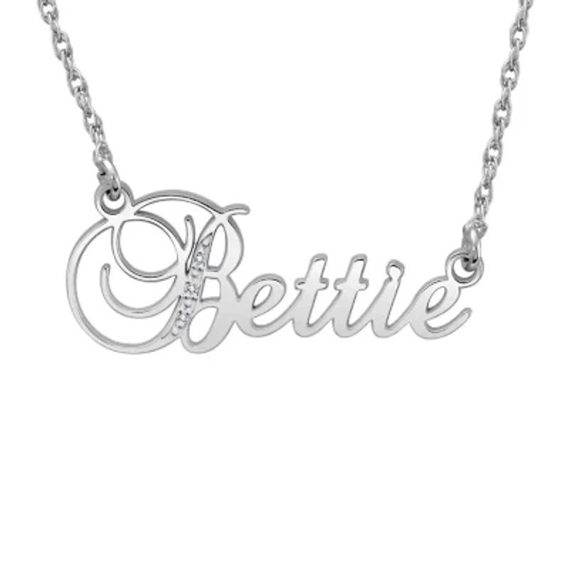 Womens White Diamond Accent Genuine Gold Personalized Pendant Necklace