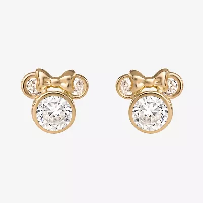 Cubic Zirconia 14K Gold 8.7mm Minnie Mouse Stud Earrings