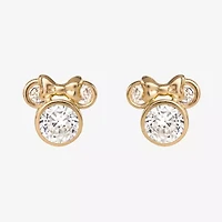 Cubic Zirconia 14K Gold 8.7mm Minnie Mouse Stud Earrings