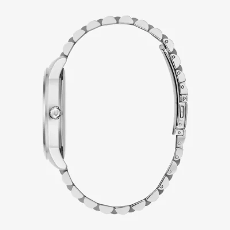 Bulova Classic Mens Diamond Accent Silver Tone Stainless Steel Bracelet Watch 96d151