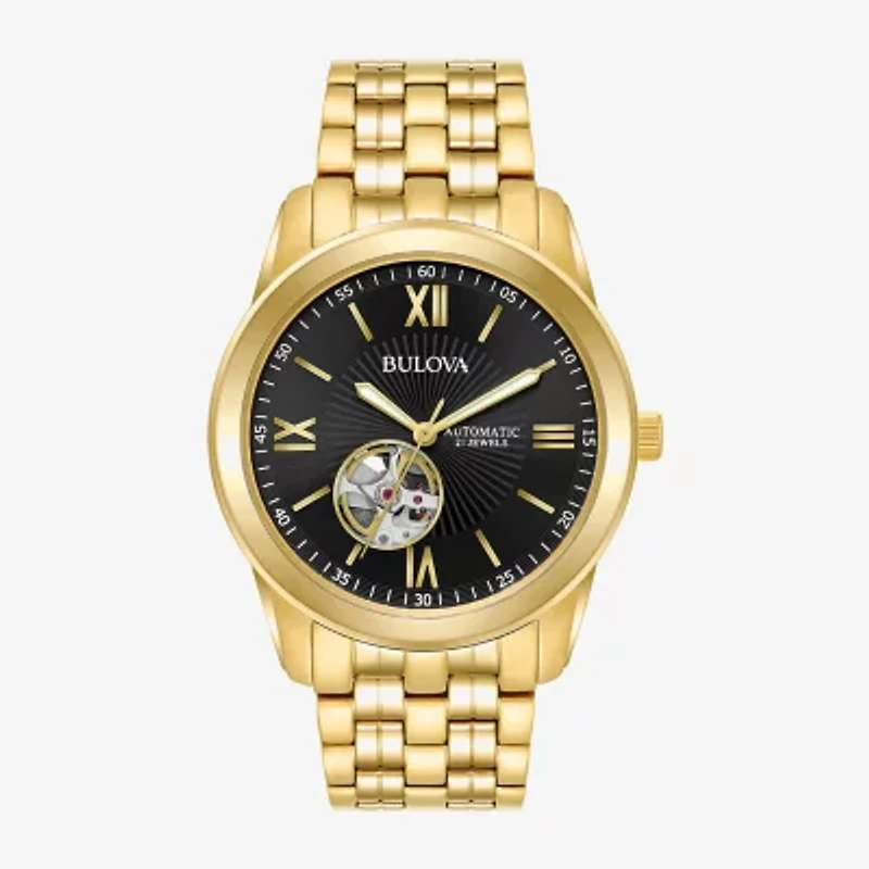Bulova Classic Mens Automatic Gold Tone Stainless Steel Bracelet Watch 97a132