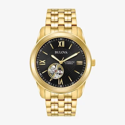Bulova Classic Mens Automatic Gold Tone Stainless Steel Bracelet Watch 97a132