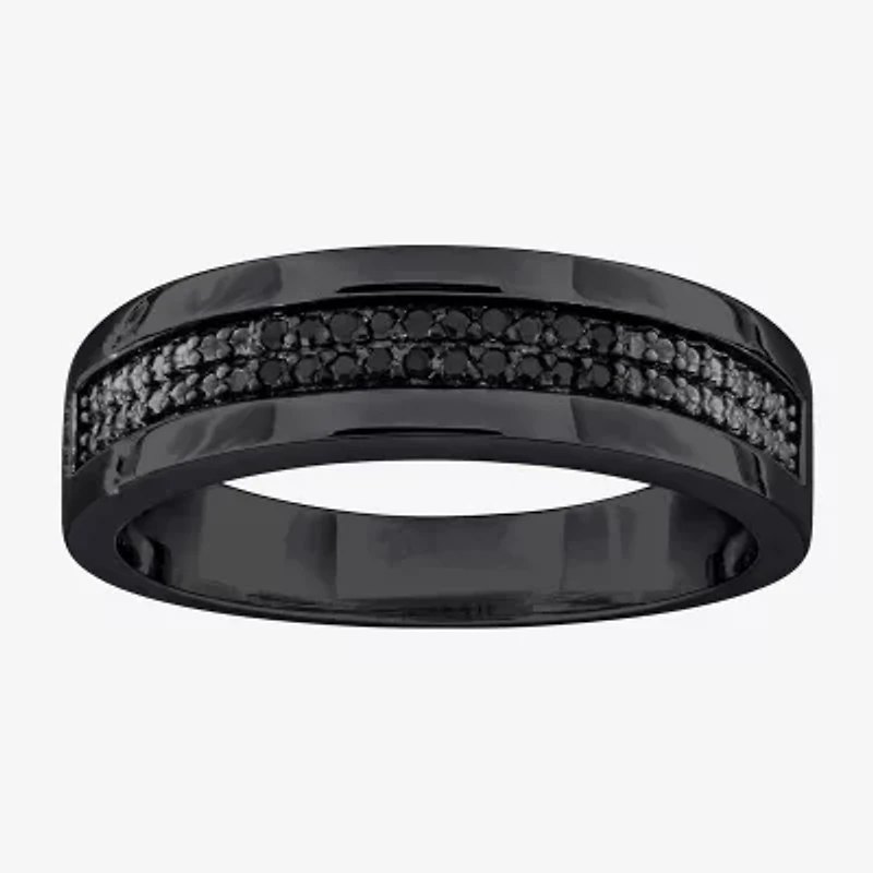 3.5MM 1/10 CT.T.W. Color-Enhanced Black Diamond Sterling Silver Wedding Band