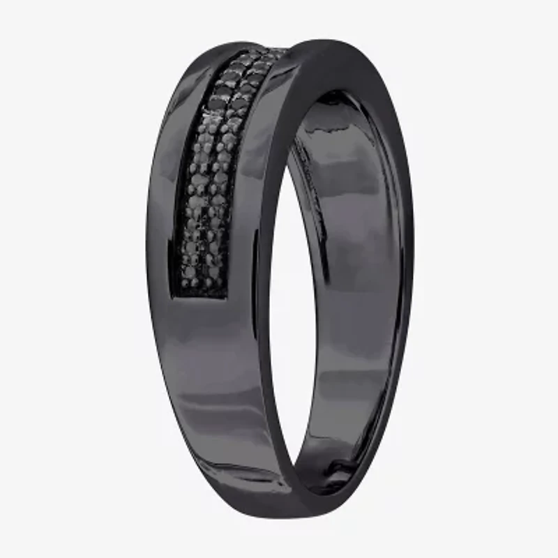 3.5MM 1/10 CT.T.W. Color-Enhanced Black Diamond Sterling Silver Wedding Band