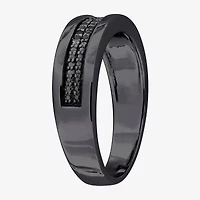 3.5MM 1/10 CT.T.W. Color-Enhanced Black Diamond Sterling Silver Wedding Band