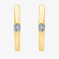 Yes, Please! Womens Diamond Accent Natural White Sterling Silver 14.1mm Hoop Earrings