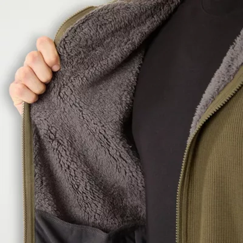 Smiths Workwear Sherpa Thermal Knit Mens Hooded Midweight Big and Tall Bomber Jacket