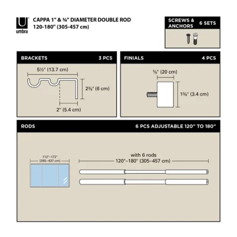 Umbra Mix & Match Cappa Double Curtain Rod