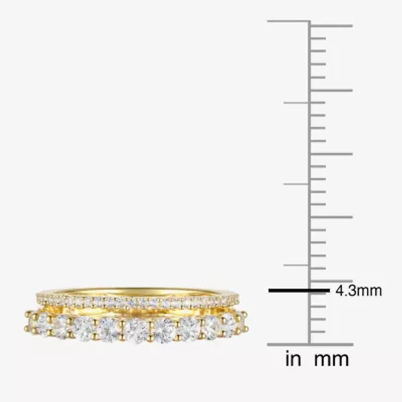Womens Lab Created Gemstone 14K Gold Over Silver Stackable Rings