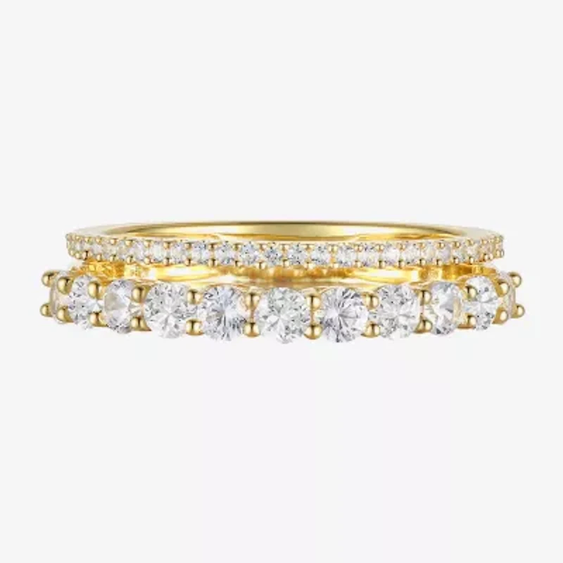 Womens Lab Created Gemstone 14K Gold Over Silver Stackable Rings