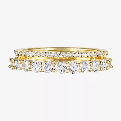 Womens Lab Created Gemstone 14K Gold Over Silver Stackable Rings