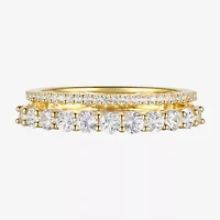 Womens Lab Created Gemstone 14K Gold Over Silver Stackable Rings