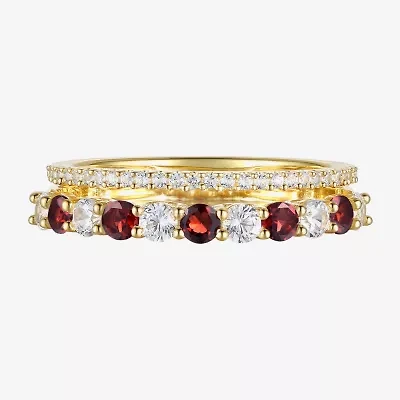 Womens Lab Created Gemstone 14K Gold Over Silver Stackable Rings
