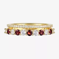 Womens Lab Created Gemstone 14K Gold Over Silver Stackable Rings