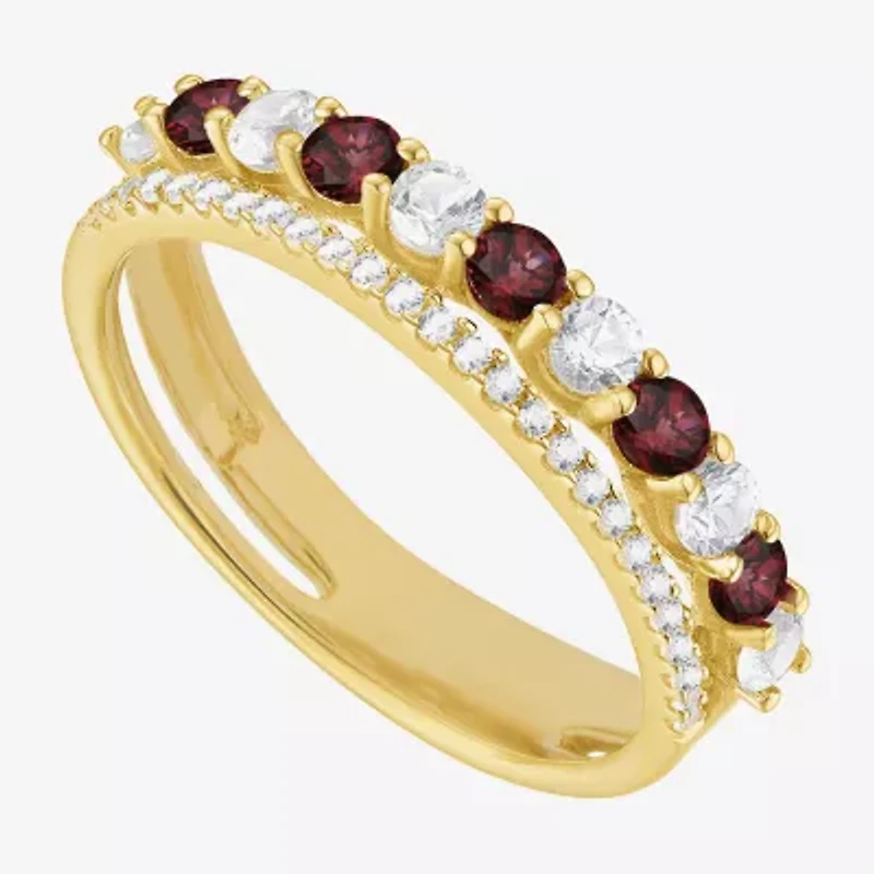 Womens Lab Created Gemstone 14K Gold Over Silver Stackable Rings