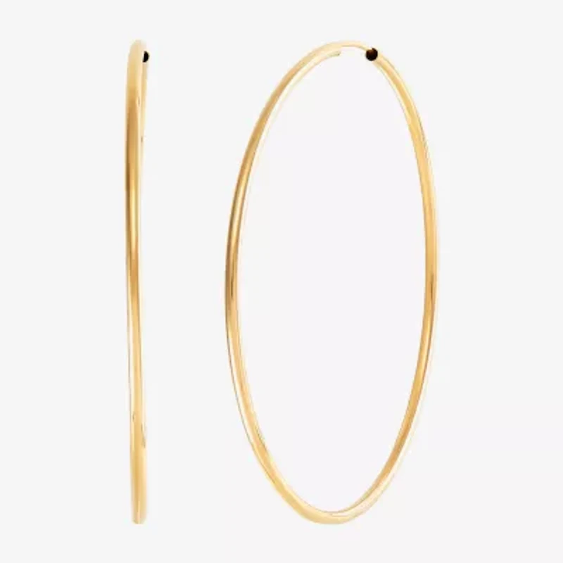 Womens 14K Gold 50mm Round Hoop Earrings