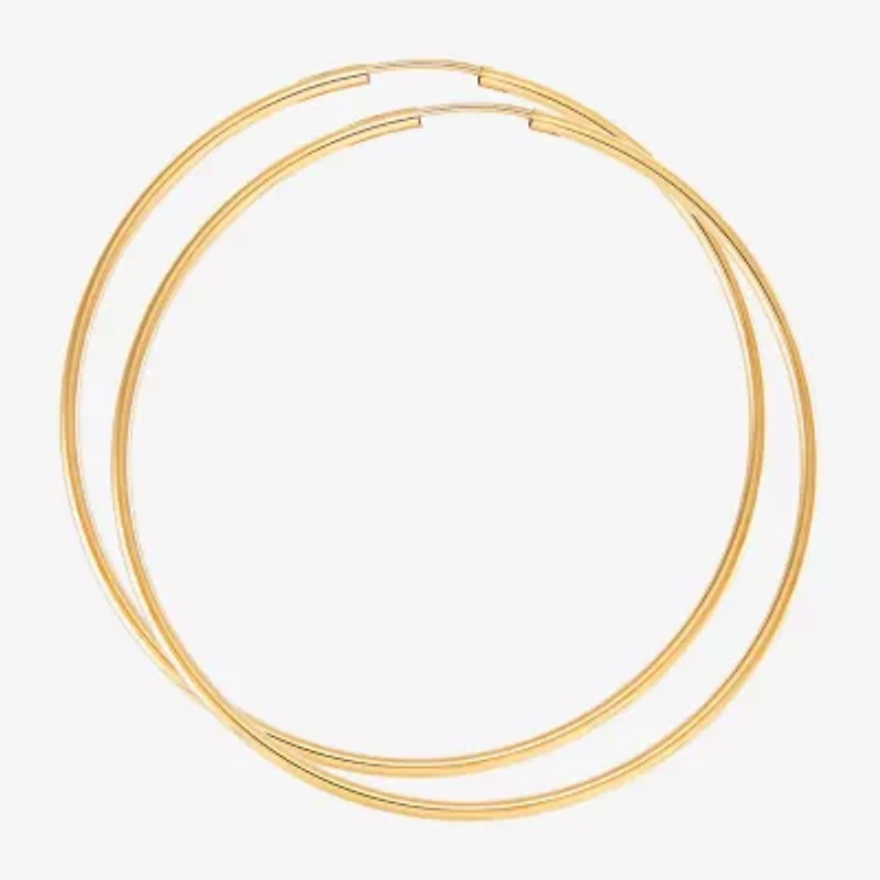 Womens 14K Gold 50mm Round Hoop Earrings
