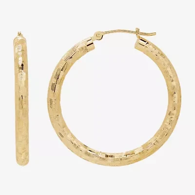 Womens 14K Gold 30mm Round Hoop Earrings