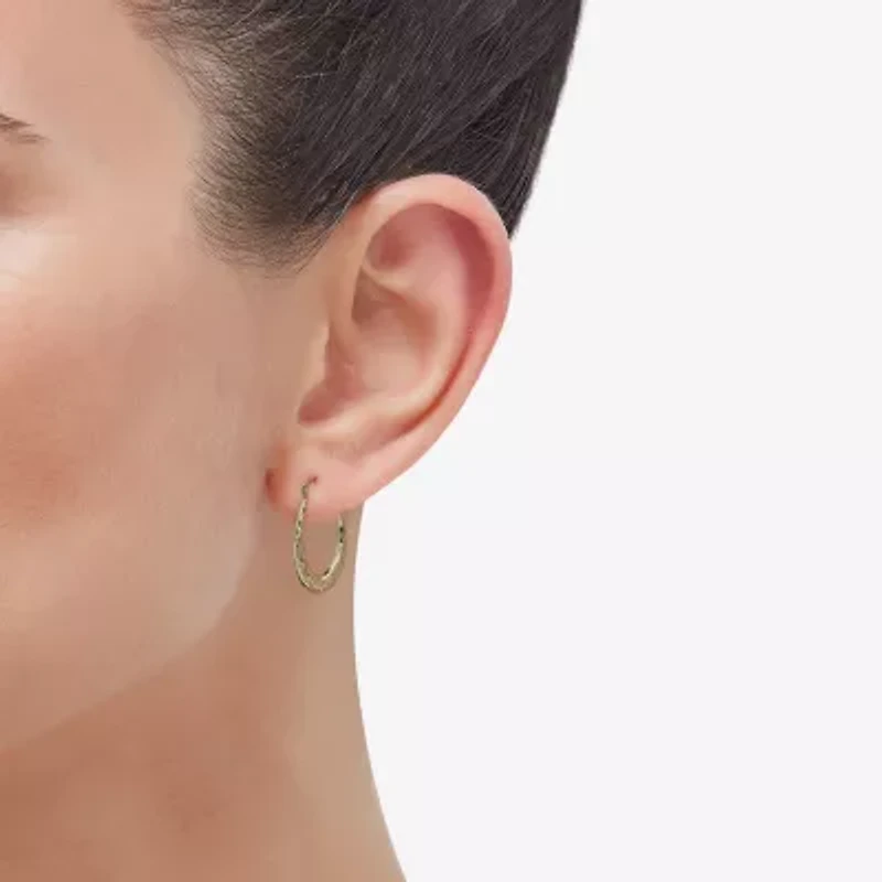 Womens 14K Gold 28.1mm Oval Hoop Earrings