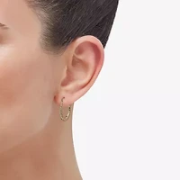 Womens 14K Gold 28.1mm Oval Hoop Earrings