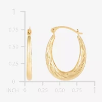 Womens 14K Gold 28.1mm Oval Hoop Earrings