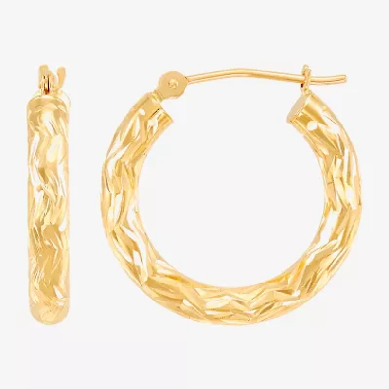 Womens 14K Gold 20mm Round Hoop Earrings