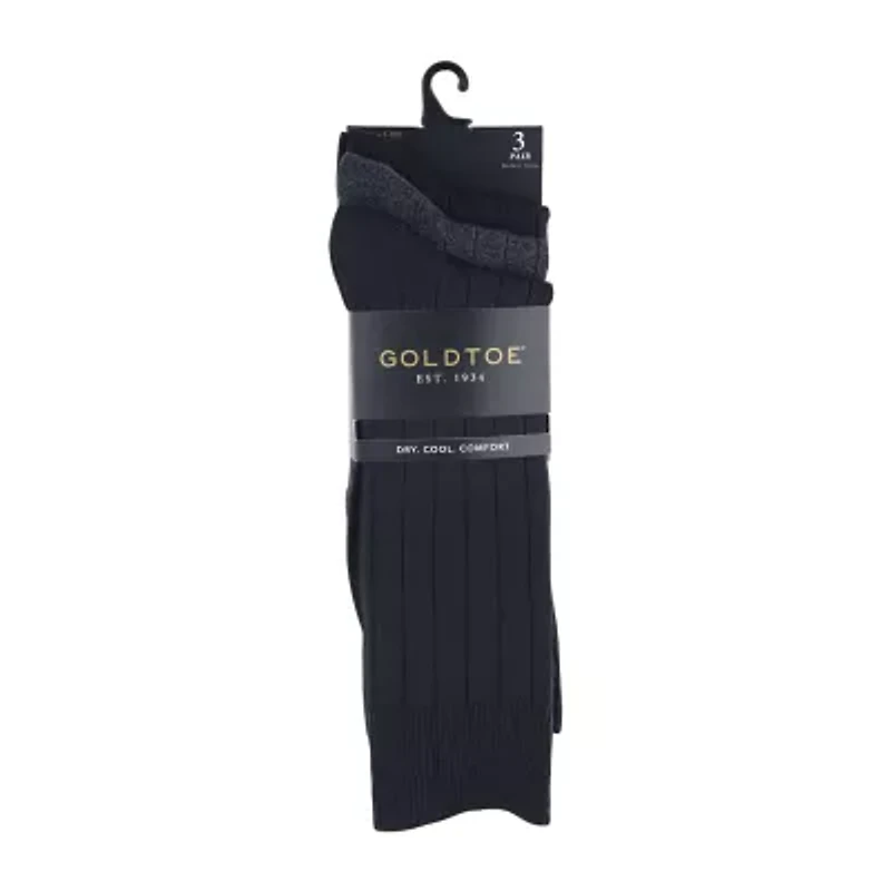 Gold Toe Nantucket Dress Mens 3 Pair Crew Socks