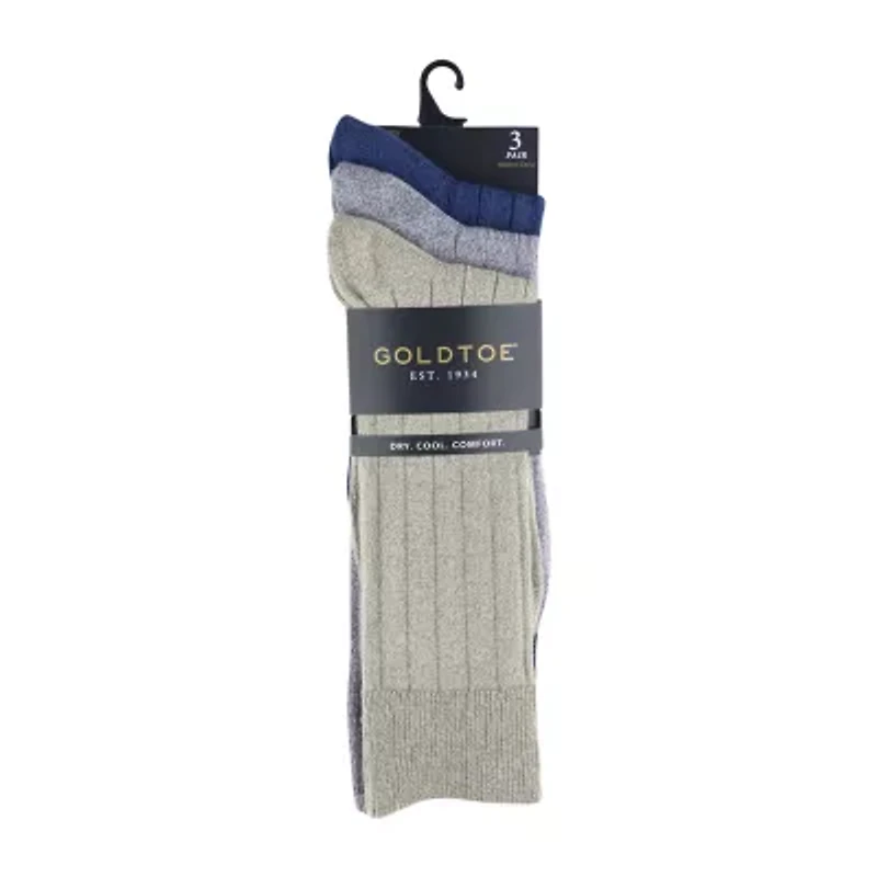 Gold Toe Nantucket Dress Mens 3 Pair Crew Socks