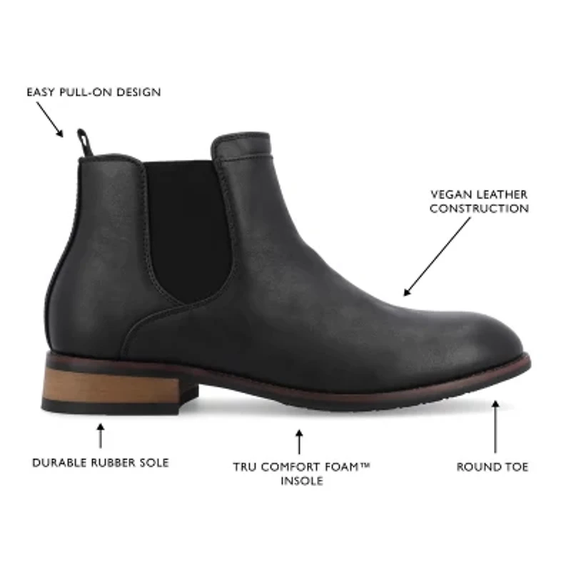 Vance Co Mens Landon Stacked Heel Chelsea Boots