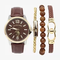 U.S. Polo Assn. Us Polo Assn. Mens Brown 4-pc. Watch Boxed Set Usc20235jc