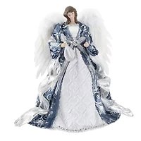 North Pole Trading Co. 12in Blue Silver Christmas Angels Figurine