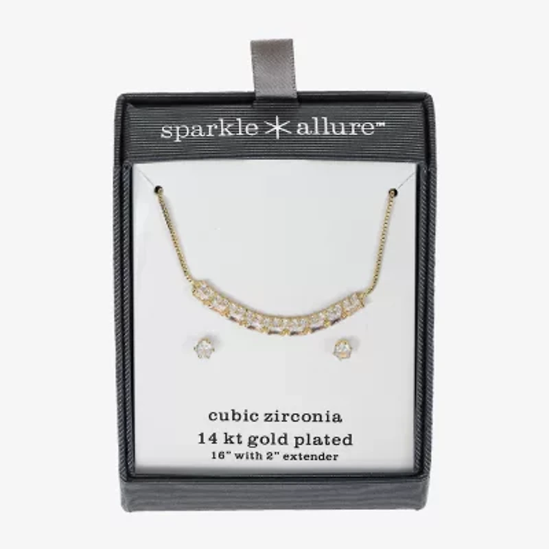 Sparkle Allure Womens Cubic Zirconia 14K Gold Over Brass 2-pc. Jewelry Set