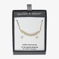 Sparkle Allure Womens Cubic Zirconia 14K Gold Over Brass 2-pc. Jewelry Set