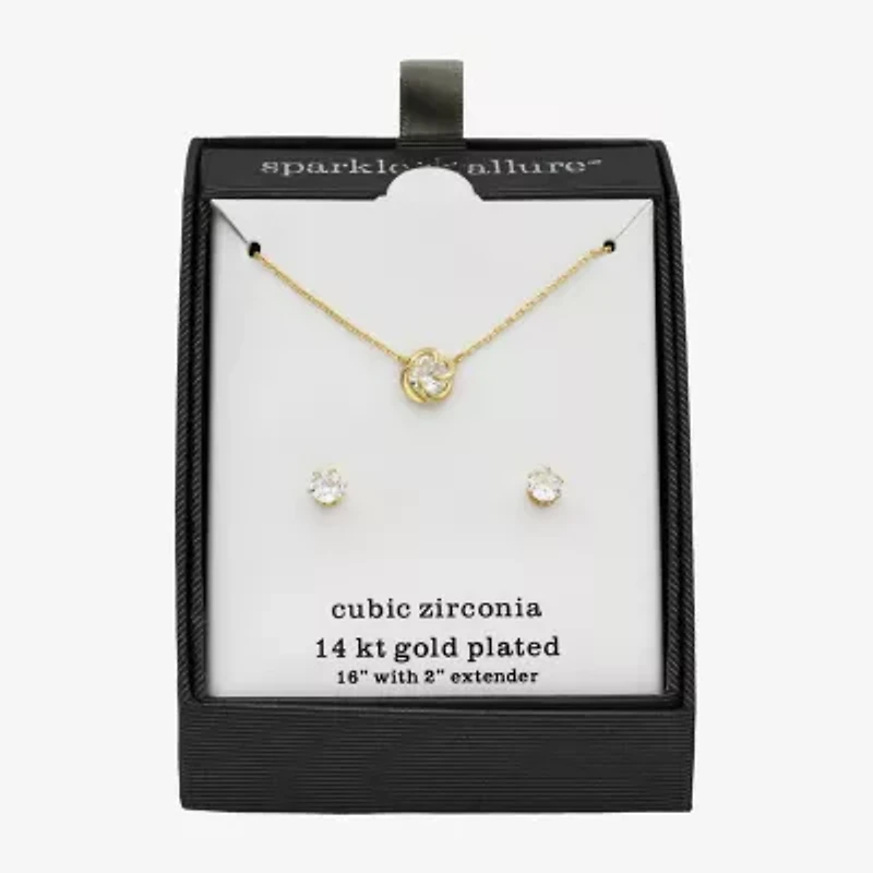 Sparkle Allure Womens Cubic Zirconia 14K Gold Over Brass 2-pc. Jewelry Set