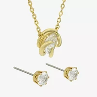 Sparkle Allure Womens Cubic Zirconia 14K Gold Over Brass 2-pc. Jewelry Set