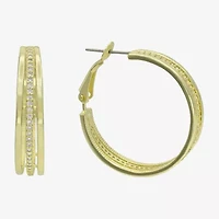 Sparkle Allure Womens Cubic Zirconia 14K Gold Over Brass 31mm Hoop Earrings