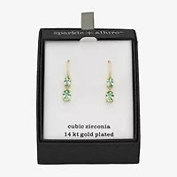 Sparkle Allure Womens Green Cubic Zirconia 14K Gold Over Brass Oval Drop Earrings