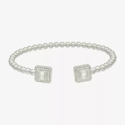 Sparkle Allure Womens Cubic Zirconia Pure Silver Over Brass Cuff Bracelet