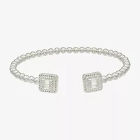 Sparkle Allure Womens Cubic Zirconia Pure Silver Over Brass Cuff Bracelet